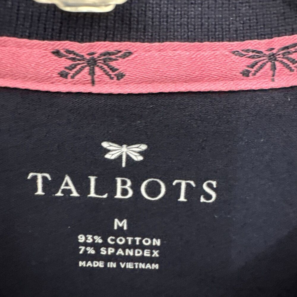 Talbots top womens medium Navy polo short sleeve cotton blend - Picture 2 of 7
